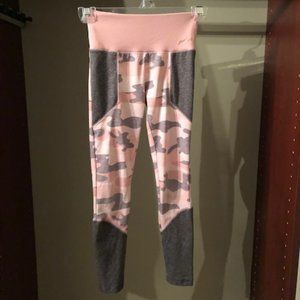 Justice Girls Pink and Gray Camo Leggings Size 8